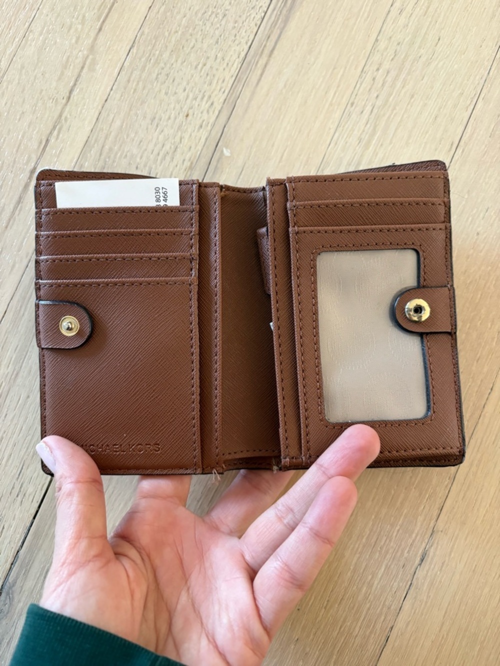 Michael Kors Black Signature MK Snap Card Holder - Picture 3 of 4